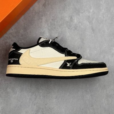 本地 核心私 Travis Scott X Fragment Design X Air Jordan 1 Low Og Sp Aj1 Lv联名 米黑鳄鱼纹 低帮
