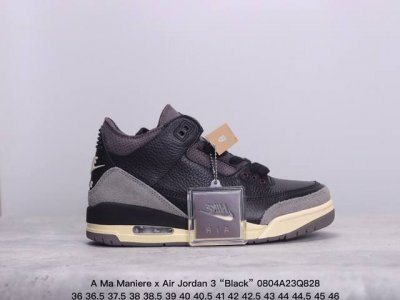 air Jordan 3 Aj3乔丹3代篮球鞋 黑紫 联名 特殊鞋盒包装a Ma Maniere X Air Jordan 3 “Black”这款鞋采用黑色、平