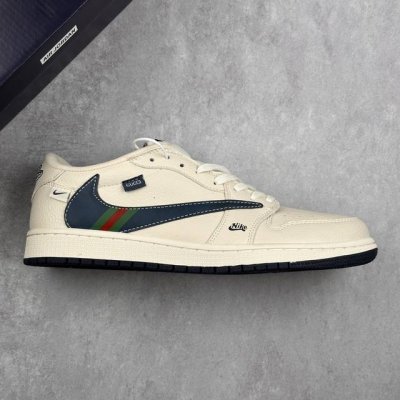 本地 核心私 Travis Scott X Fragment Design X Air Jordan 1 Low Og Sp Aj1 乔1 古驰联名 绿红条纹勾