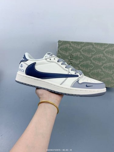 公司级Nike Air Jordan 1 X Travis Scott Aj1倒勾 ‘Diy’定制 耐克 低帮文化篮球鞋 完美品质出货 细节如图所示 鞋面切割工