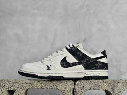 Nk Sb Dunk Low Lv联名-黑牛仔米白黑勾 周年高端定制 低帮休闲板鞋 Dj2024-009 #定制鞋盒 大厂纯原品质出货 超高清洁度 皮料切割干净