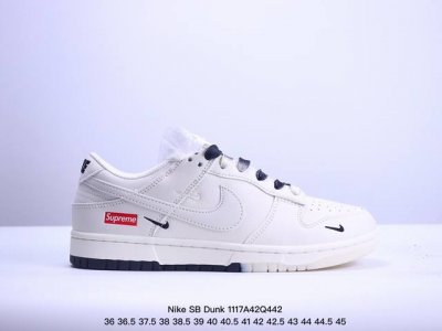 海外爆款限量发售！公司级 Nike Sb Dunk Low“Supreme联名 米白灰双勾” 周年高端定制 低帮休闲板鞋 定制鞋盒 大厂纯原品质出货 超高清洁度