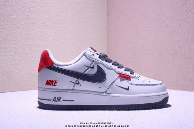 海外爆款限量发售！高端定制Nike Air Force 1 '07 Low Nike联名 三小钩白灰红 高端定制 低帮休闲板鞋 定制鞋盒 大厂纯原品质出货 超高