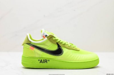 公司级off-White X Nike Air Force 1 Ow联名空军一号 柠檬黄 全黑配色 鞋款延续了此次联名的设计风格，整体以白色为主调，鞋身内侧同样