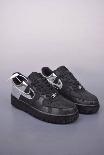 nike Air Force 1 Low 黑银 原楦头原纸板 打造纯正空军版型 专注外贸渠道 全掌内置蜂窝气垫 原盒配件 原厂中底钢印 拉帮完美 官方货号 Hf