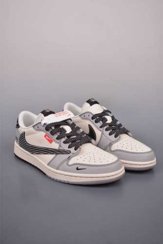 Fragment X Travis Scott X 克罗心 Air Jordan 1 Low 三方联名倒钩 全新的三方联名低帮倒钩鞋面延续了黑脚趾设计，整双鞋以