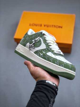 Nike Air Force 1 Low 07 X Louis Vuitton X Mlb 白绿印花原楦头原纸板 打造纯正低帮空军版型专注外贸渠道 全掌内置蜂窝 - 点击图像关闭