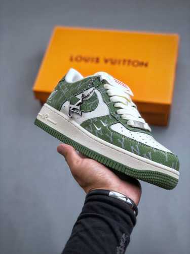 Nike Air Force 1 Low 07 X Louis Vuitton X Mlb 白绿印花原楦头原纸板 打造纯正低帮空军版型专注外贸渠道 全掌内置蜂窝
