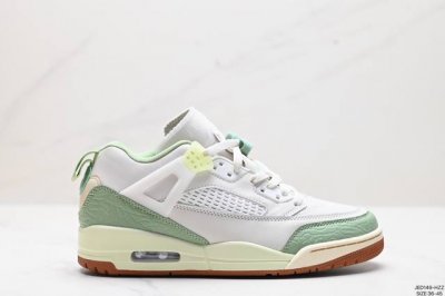 公司级air Jordan Spizke Low 乔丹篮球鞋系列 该款以白色搭配灰棕细节，辅以标志性的爆裂纹元素，经典的白色荔枝皮鞋身，辅以醒目爆裂纹点缀，深灰
