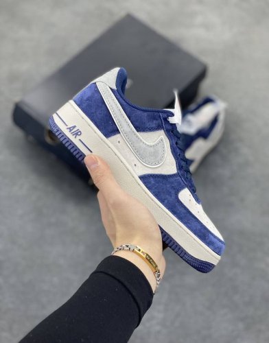 工厂P套现 福利特价 原本地 版本 海外限量发售 公司级 Nike Air Force 1 Low 深蓝灰全麂皮低帮空军一号休闲板鞋 定制皮料 原楦原纸板 纯正
