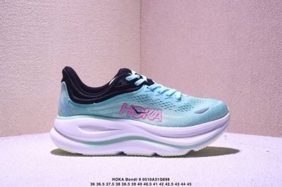 公司级Hoka One One Bondi 9 复古舒适防滑耐磨 低帮 山地户外跑步鞋 货号:1162012 尺码:36 36.5 37.5 38 38.5 3