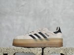 Yh版 放店私 阿迪达斯adidas Originals Gazelle Bold 羚羊松糕鞋 樱花粉 三层底低帮耐磨厚底增高粉色女子板鞋 鞋头出色设计 塑就出