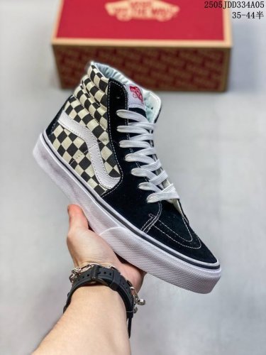 硫化工艺 万斯 Vans Old Skool 黑白棋盘格子高帮 范斯官网 男女情侣款帆布板鞋 尺码：35 36 36.5 37 38 38.5 39 40 40
