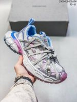 法国高端奢侈品牌-巴黎世家Balenciaga 3Xl Sneakers 3+系列低帮复古阔型底姥爹风潮流百搭休闲慢跑鞋“白银蓝粉木乃伊绑绳”825599 W3