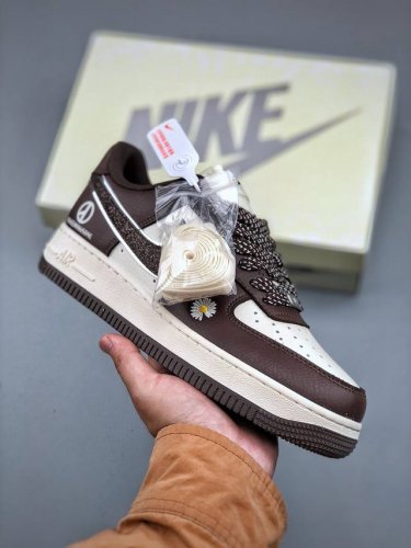 360支持放店 Nike Air Force 1 Low 07 X Peaceminusone 雏菊 米白棕满天星 低帮休闲运动板鞋原楦头原纸板 打造纯正低帮空