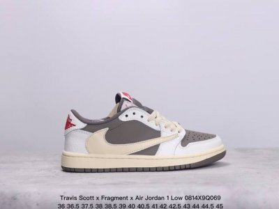 travis Scott X Fragment X Air Jordan 1 Low Xn乔一倒勾低帮 货号：Cq4277-003 尺码：36 36.5 37.