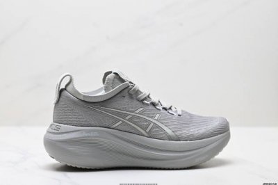 公司级Asics Gel-Nimbus 27 舒适防滑耐磨低帮休闲跑步鞋 鞋底采用了轻质发泡材料 并在后跟和前掌处采用了Asics亚瑟士核心科技-Gel缓震胶