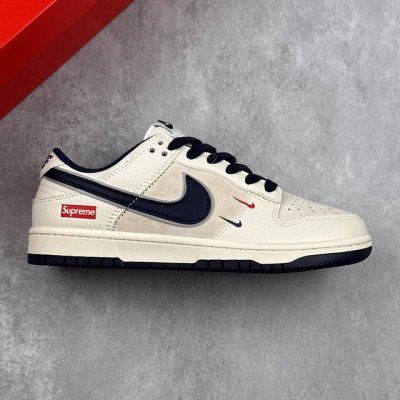 本地 核心私 Nk Sb Dunk Low Supreme联名-双勾米深蓝 周年高端定制 低帮休闲板鞋 #定制鞋盒 大厂纯原品质出货 超高清洁度 皮料切割干净无