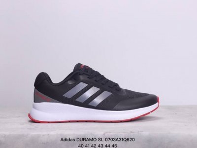 Adidas 阿迪达斯 阿迪达斯adidas Duramo Sl跑鞋时尚老爹运动鞋，选用针织网面鞋面，质轻而柔软，透气吸汗且防臭。鞋侧饰以经典三条纹作装饰，简洁