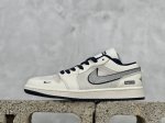 Air Jordan 1 Low Aj1 乔1 斯图西联名-灰蓝勾 高端定制 低帮复古篮球鞋 Sj9950-046 #定制鞋盒 大厂纯原品质出货 超高清洁度 皮