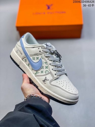 海外爆款限量发售！Nike Sb Dunk Low“ Lv联名 黑线蓝勾” 周年高端定制 低帮休闲板鞋 定制鞋盒 大厂纯原品质出货 超高清洁度 皮料切割干净无任