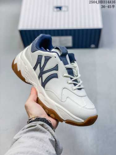 公司级Korea韩国限定发售Ny美国榄球洋基队限定 X Mlb Big Ball Chunky Mesh 厚底老爹系列低帮网织轻量休闲运动慢跑鞋“网眼象牙白黑N