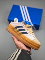 220支持放店 Adidas Originals Gazelle Bold W 三层底低帮耐磨厚底增高板鞋鞋头出色设计 塑就出众贴合感稳固的后跟贴合足部曲线设计