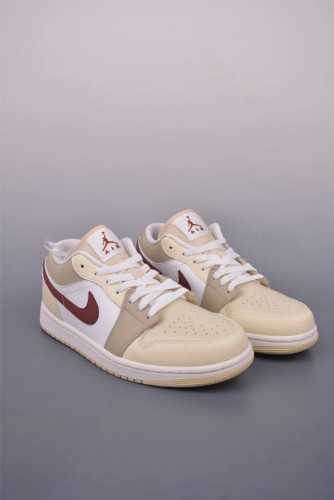 air Jordan 1 Low 米白红 aj1乔1低帮休闲板鞋 同步官方配色 市场唯一独家头层皮打造 原鞋原档案开发 原厂皮料 原档冲孔鞋头 正确满胶鞋垫 四