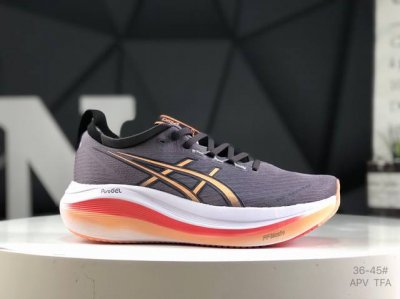 瑟亚士Asics Gel-Nimbus 27 低帮专业有氧轻超量休闲动运全能慢鞋跑。标原半码制#全新原装数据开人发体工学体一式轻贾质卡双编层鞋织面,针织高弹性舌