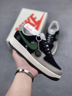 海外限量发售！公司级Nike Air Force 7 Low “克罗心联名 黑绿勾”空军一号 低帮 运动鞋 休闲鞋 折边针车 工艺难度大 原楦头原纸板 原装鞋盒
