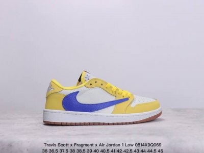 travis Scott X Fragment X Air Jordan 1 Low Xn乔一倒勾低帮 货号：Cq4277-003 尺码：36 36.5 37.