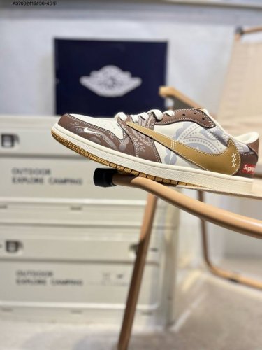公司级头层皮Supreme X 乔丹Air Jordan 1 Low Aj1低帮系列篮球鞋 官方同步配色 原装级产物 #拒绝公底 立体鞋型 细节完美 高清洁度X