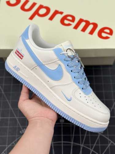 本地 核心私 公司级nike Air Force 1 '07 Low “石头岛supreme联名--天青色”空军一号 低帮 运动休闲鞋 折边针车 工艺难度大 原