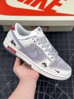 Nk SB Dunk Low x Supreme x Stussy 三方联名 米白灰勾 周年高端定制 低帮休闲板鞋 #定制鞋盒 大厂纯原品质出货 超高清洁度 皮