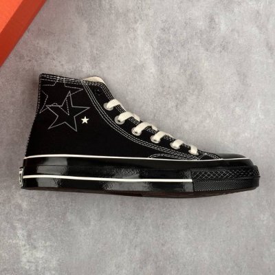 本地 核心私 匡威Converse Chuck Taylor All Star 1970 High 'stars 复古三星标系列高帮运动硫化板鞋“帆布黑白五星刺
