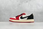 K版 Trophy Room X Jordan 1 Low Og Away Aj1 乔1乔丹之子 黑红丝绸 低帮文化休闲板鞋 货号：Fn0432-100 Siz