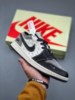Air Jordan 1 Low Aj1 乔1 斯图西联名-灰勾英文 高端定制 低帮复古篮球鞋 #定制鞋盒 大厂纯原品质出货 超高清洁度 皮料切割干净无任何毛边