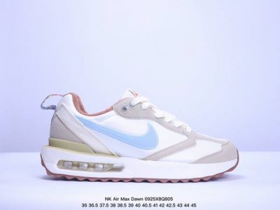 真标耐克nk Air Max Dawn 黎明系列低帮气垫百搭休闲运动慢跑鞋 采用柔软翻毛皮和透气梭织材料打造利落鞋面 中底和鞋跟融入现代感线条设计 兼具复古风格