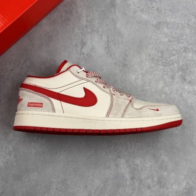 本地 核心私 Air Jordan 1 Low X Supreme 米红小勾 满天星 周年高端定制 低帮休闲板鞋 #定制鞋盒 大厂纯原品质出货 超高清洁度 皮料