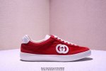 Gucci Interlocking G Suede Sneaker G74系列低帮复古百搭休闲运动板鞋 升级官方最新全套专柜代购酒红色配件及包装物 附送官方快
