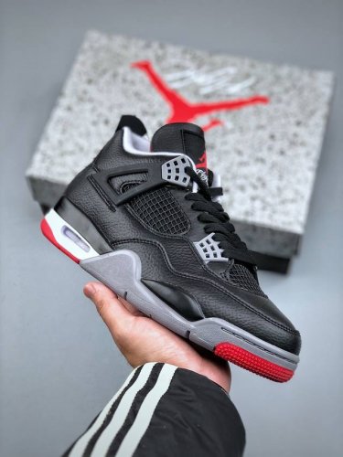 Air Jordan 4 Retro Bred Reimagined Aj4 乔4黑红 Fv5029-006 #鞋身采用黑色为主色调，搭配水泥灰色细节点缀，整体