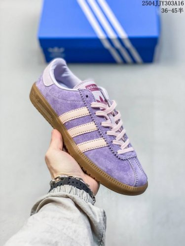 真标带半码 Adidas Originals Bermuda阿迪达斯25年新紫色休闲德训板鞋Jr7157 尺码：见图 编码：04Jjy303A16