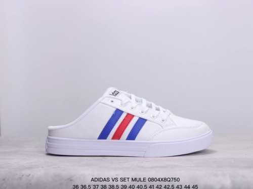 adidas 阿迪达斯vs Set Mule 经典休闲帆布板鞋 半拖 包头凉鞋 懒人一字蹬运动凉鞋 货号：Fx4 0 size：36 36 37 38 38 3