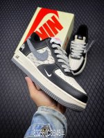 Nk Air Force 1'07 Low 斯图西联名-黑灰英文 空军一号低帮休闲板鞋 Xz3328-566 #原楦头原纸板 原装鞋盒 定制五金配件 内置全掌气