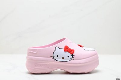 公司级Adidas Originals Adifom Stan Smith Mule W 厚底穆勒厨师鞋 Hello Kitty 凯蒂猫包头拖鞋浅蓝色女增高半拖