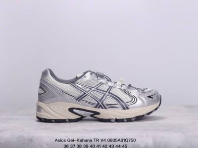 asics Gel-Kahana Tr V4 阿斯克斯 V4 低帮 银白色 户外机能减震防滑低邦生活休闲鞋男女同款 鞋面采用耐磨的合成皮革和透气网布材质，该鞋的