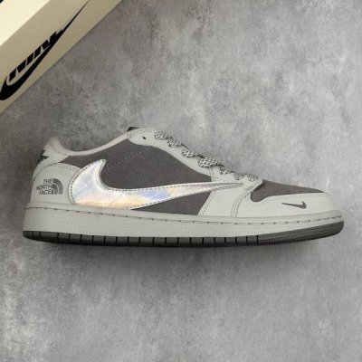 本地 核心私 Travis Scott X Fragment Design X Air Jordan 1 Low Og Sp Aj1 乔1 北面联名-炫彩灰 低