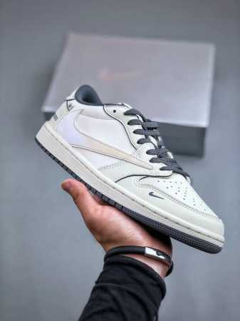 Travis Scott X Fragment Design X Air Jordan 1 Low Og Sp Aj1 乔1 Un联名-米白灰底 低帮文化休闲板 - 点击图像关闭