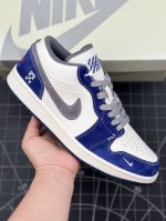 核心私 公司级 Nike Jordan Air Jordan 1 “Off-White联名 骐麟蓝” 高端定制 低帮复古减震防滑耐磨篮球鞋 定制鞋盒 大厂纯原品