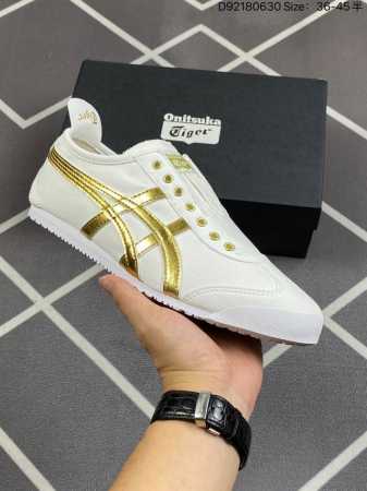 Onitsuka Tiger Mexico66 Paraty Slip-On 亚瑟士鬼塚虎一脚蹬经典休闲帆布鞋。虎爪造型的logo，鞋身稳定包裹系统支撑鞋身。鞋 - 点击图像关闭